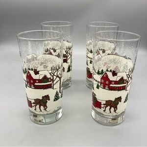 Winter Village Set of 4 Libby Glasses EVC
